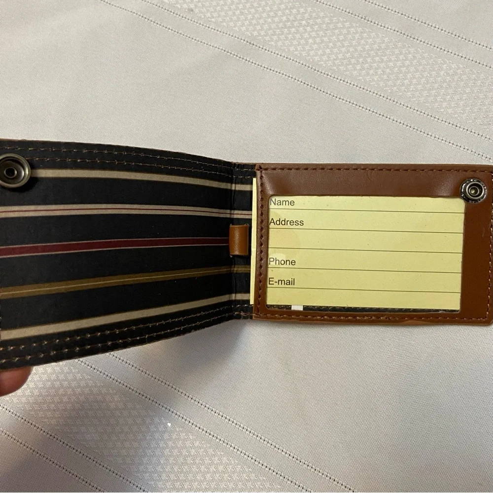 Cutter & Buck Genuine Leather Snap Closure Travel Luggage ID Name Tag - NEW